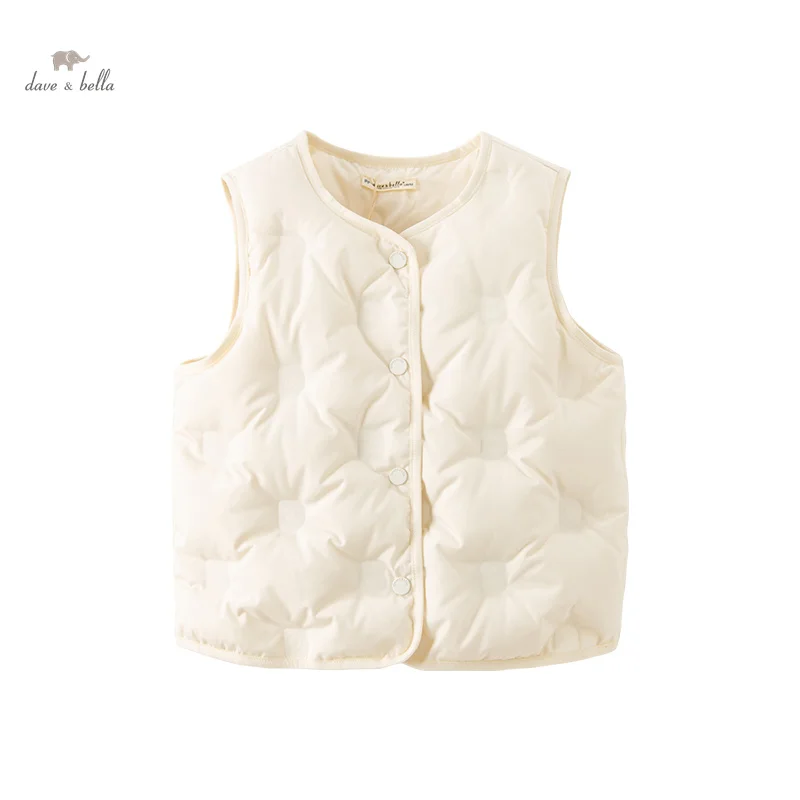 Dave Bella Children Down Vest Tank Top Jackets 2023 New Autumn Winter Girl's Charm Sweet Fashion Casual Party Outdoor DB4236949