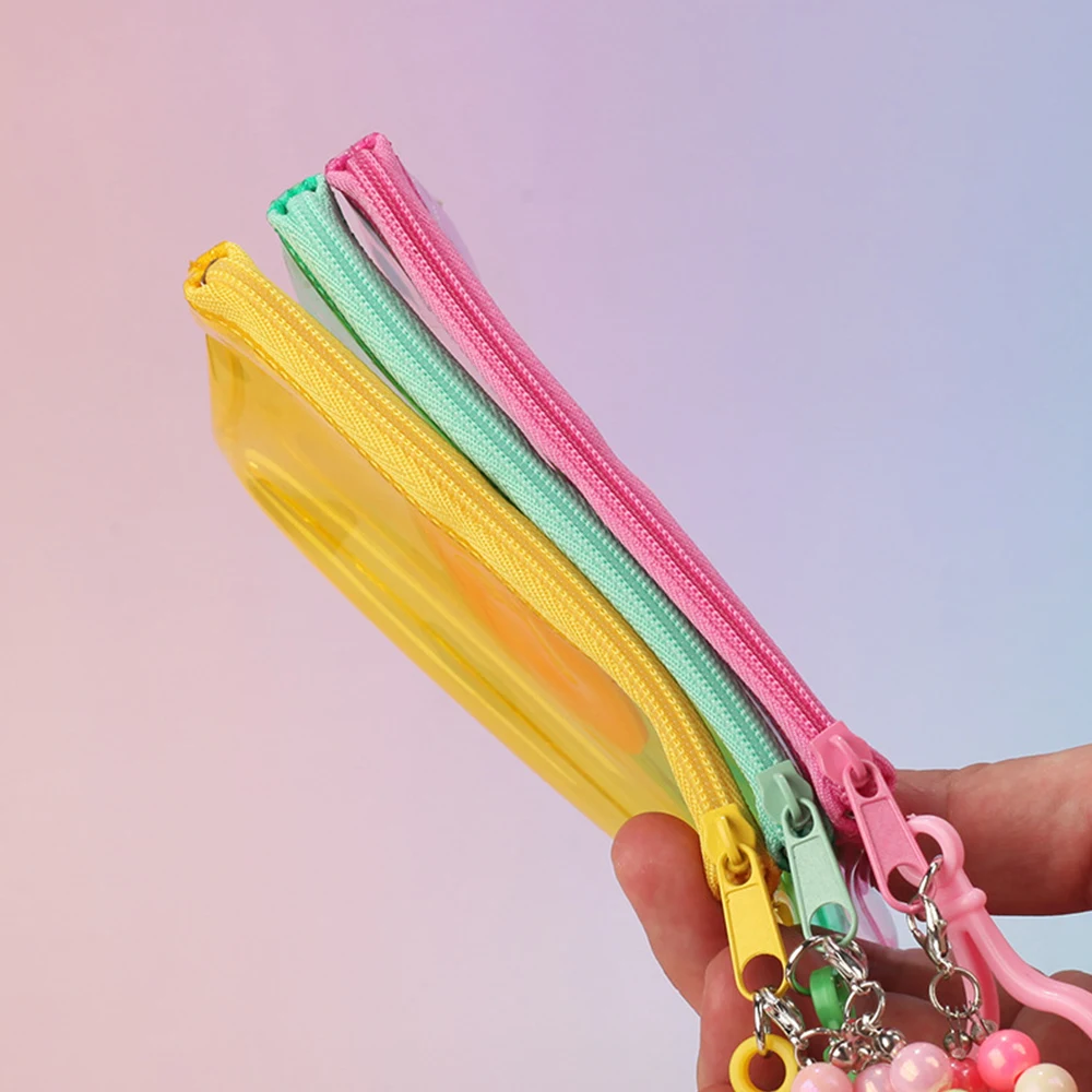 여성용 다채로운 PVC 지퍼 동전 지갑, 투명 카드 지갑, 키홀더 보관 가방, 여아용 Y2k 투명 소형 파우치, 열쇠 가방, 1PC