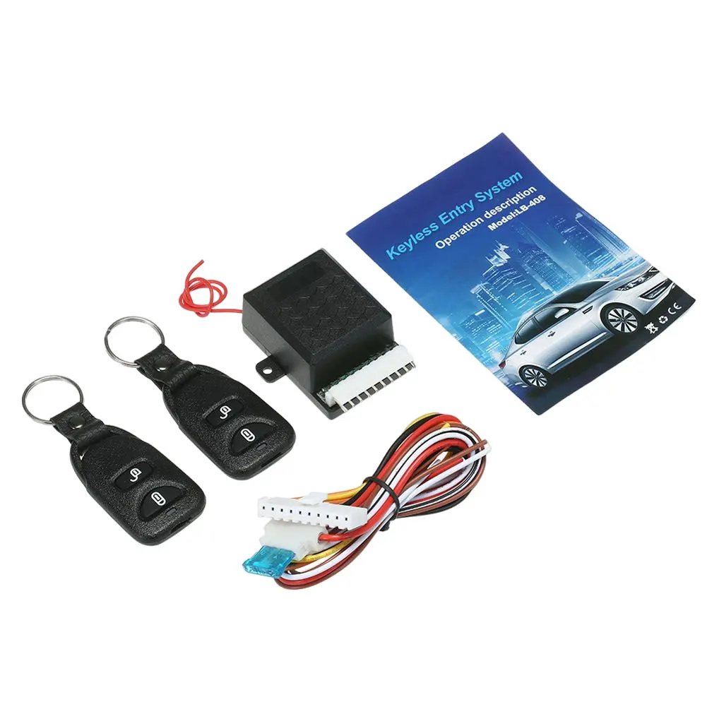 12V Auto Locking  Keyless Entry Kit with 2 Remote Control Vehicle Door Lock Anti-Theft System Universal Portable