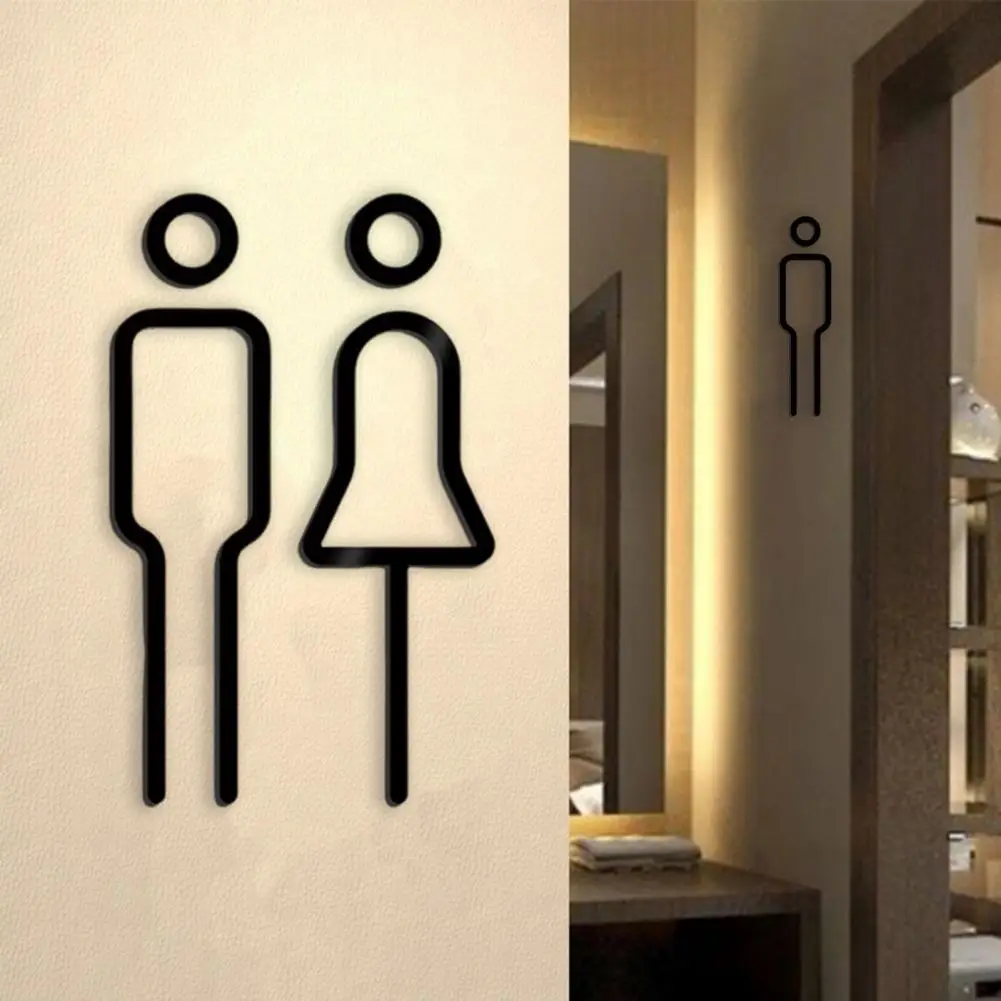 

3D Bathroom Toilet Sign Acrylic Men Women Restroom Door Sign Business Restaurant Office Hotel Washroom Wall Identification Sign