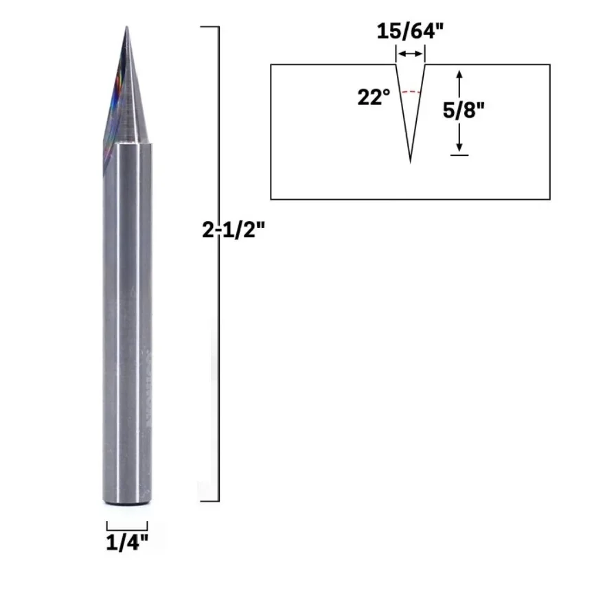 

1pc Router Bits Household V Groove 1/4in Shank Solid Spare Part Supplies 22° Bit Carbide Cutter Heavy Duty Mill