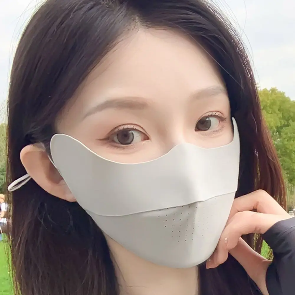 

Elastic Sunscreen Face Scarf Ice Silk Mask Summer Solid Color Sunscreen Mask Face Scarves Sunscreen Veil Face Gini Mask Cycling