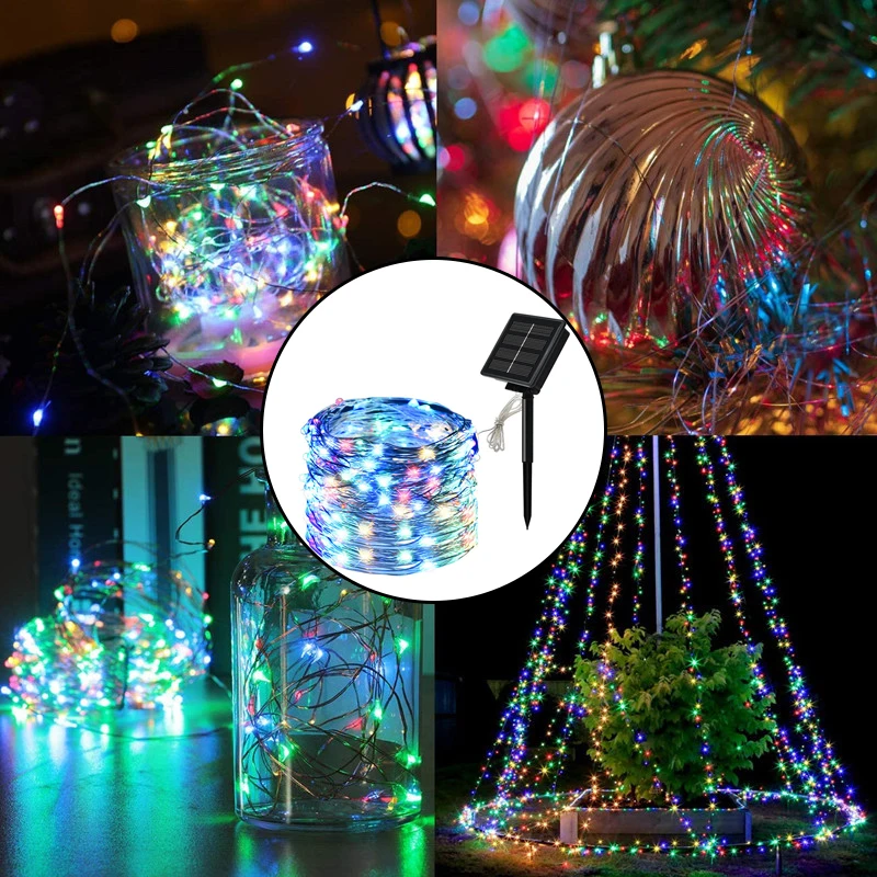 12m/7m Solar LED Light Outdoor Solar Lawn Lamp Garden Party Fairy Light String Waterproof Christmas Garland Yard Decoration Lamp