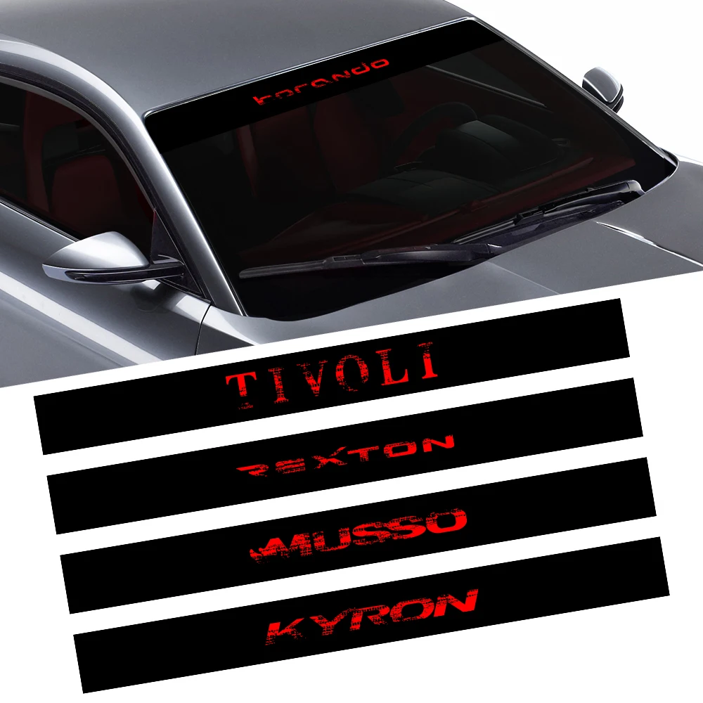 Car Front Windshield DecalsRear Windshield For SsangYong Korando Kyron Musso Rexton Tivoli Actyon PVC Stickers Auto Accessories