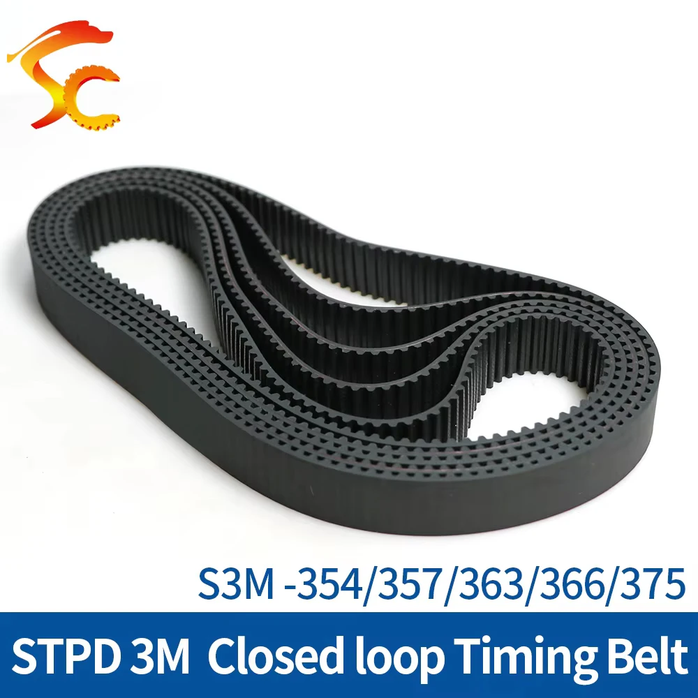 ONEFIRE S3M closed loop Timing Belt Length 354/357/363/366/375mm Width 6/10/15mm STPD 3M Rubber Synchronous toothed belt