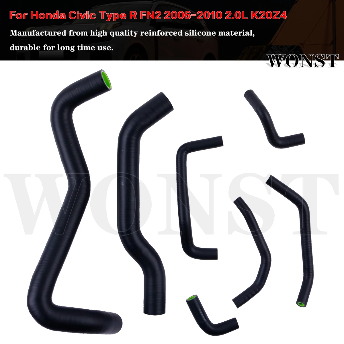 

7Pcs Silicone Radiator Heater Coolant Full Hose Kit For Honda Civic Type R FN2 2006-2010 2.0L K20Z4