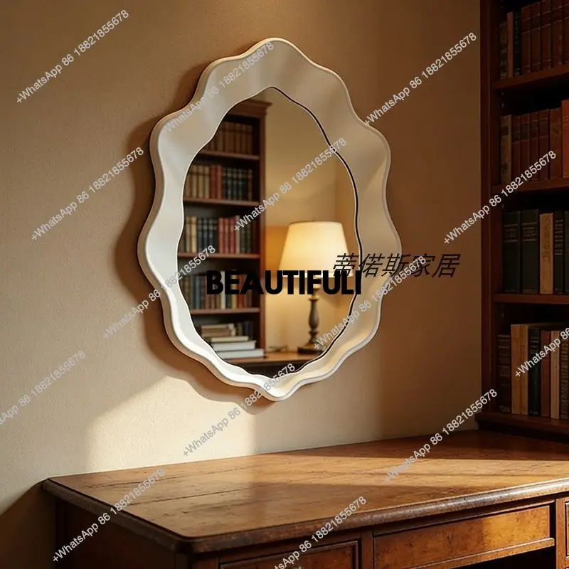 Nordic bathroom mirror intelligent irregular wall wall hanging vanity mirror light luxury entrance decorative mirror