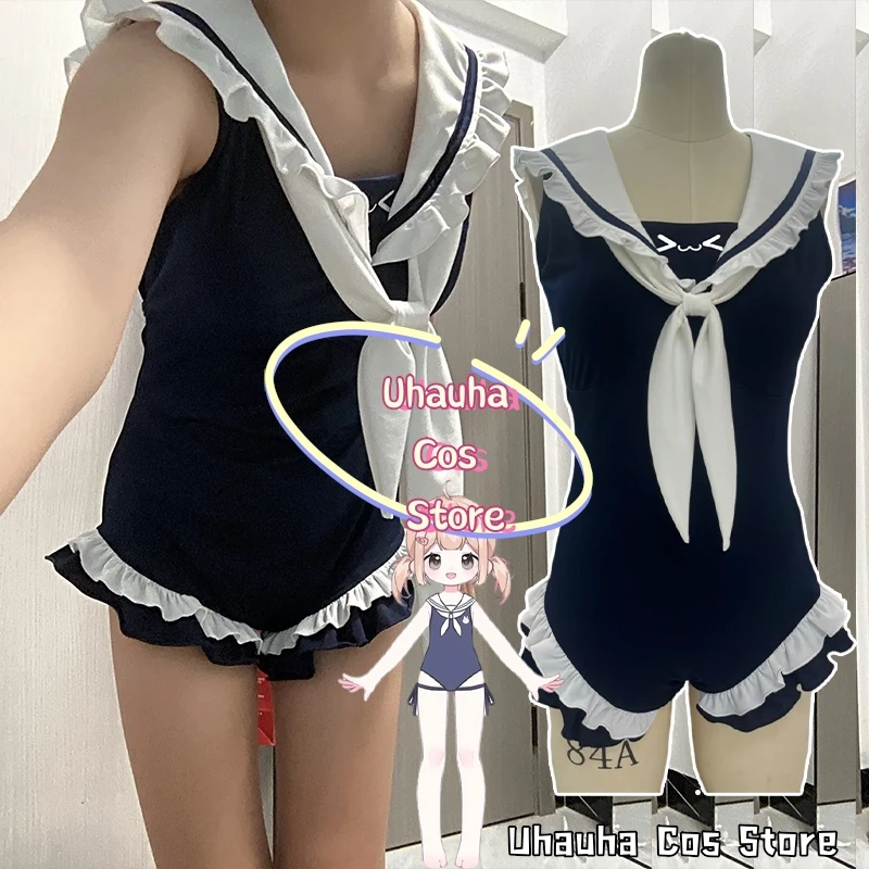 French Preppy Style Cospaly Sailor Collar Sleeveless Short Dress Swimsuit Costumes Slim Waist Dress Summertime Women's Swimsuit