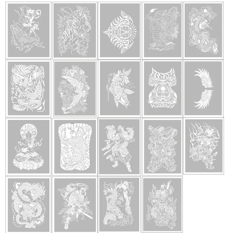 Single Spray Painting Tattoo Template Pattern Professional Reusable Temporary Body Art Full Back Hollow Template Large Image