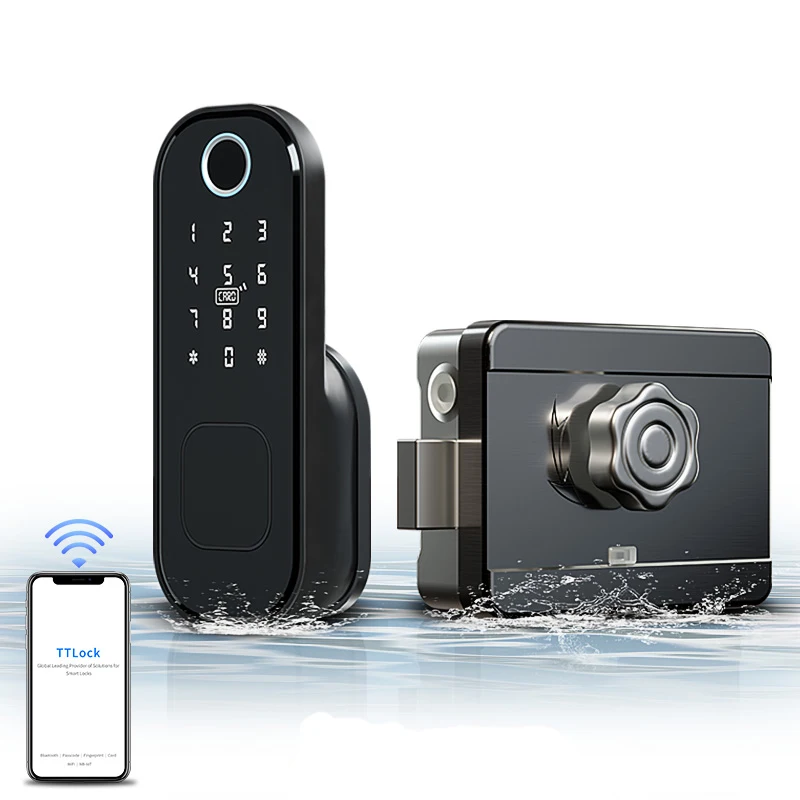 

Waterproof Outdoor Smartphone remote control Automatic Digital Door Lock with Fingerprint scanner keypad