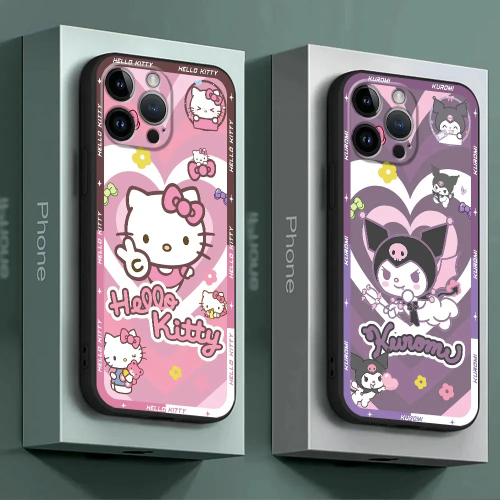 Black Soft Case for Google Pixel 7 Pro 6 Pro 8 Pro 6a 7a Cover Sanrio Hello Kitty Kuromi Funda