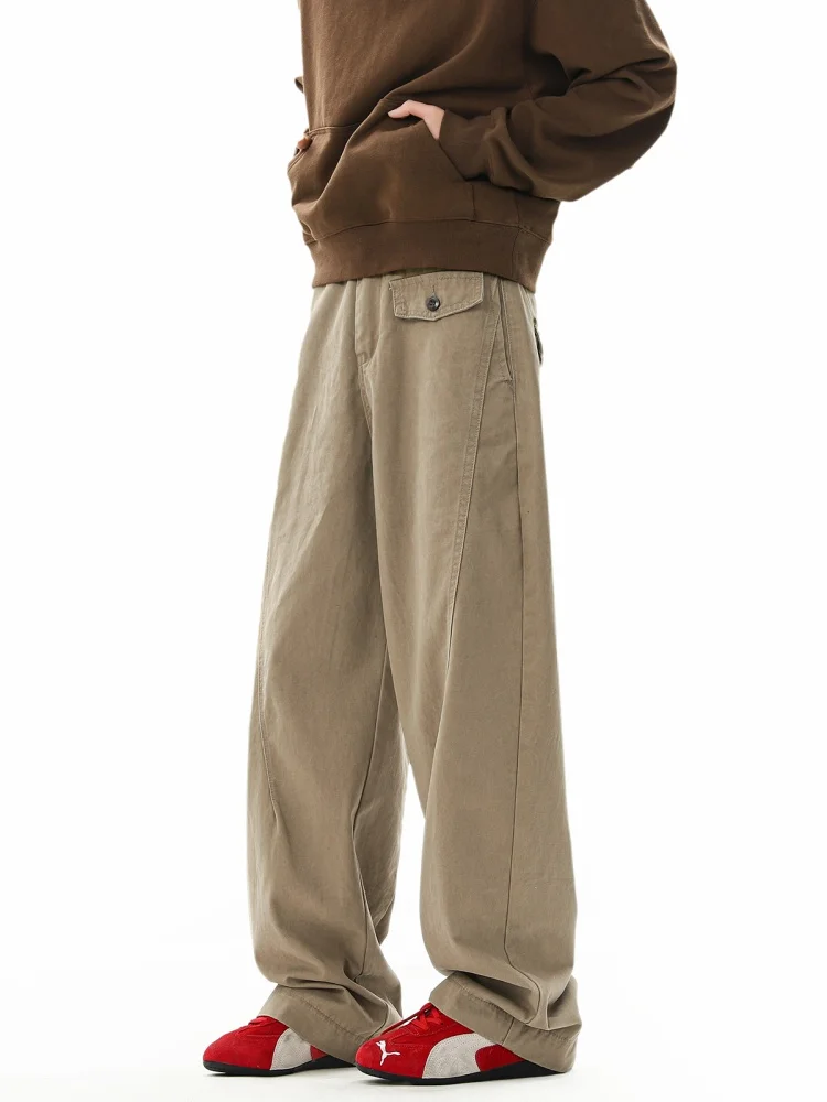 

American Retro Knife Wide Leg Casual Pants Men's Spring Autumn Loose Fit Comfortable Straight Cut Trousers