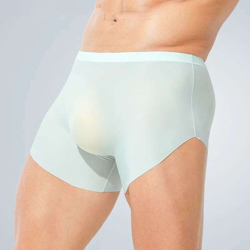 

Mens Underpants New Thin Ice Silk Underwear Man Boxer Shorts Solid Semi Transparent 3d Pouch Panties Innerwear Calzoncillo L-4XL