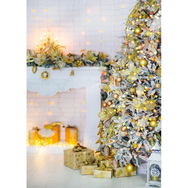 Fondo de fotografía de Navidad para estudio fotográfico, telón de fondo con árbol de Navidad, chimenea, Retrato, accesorios de JPE-66