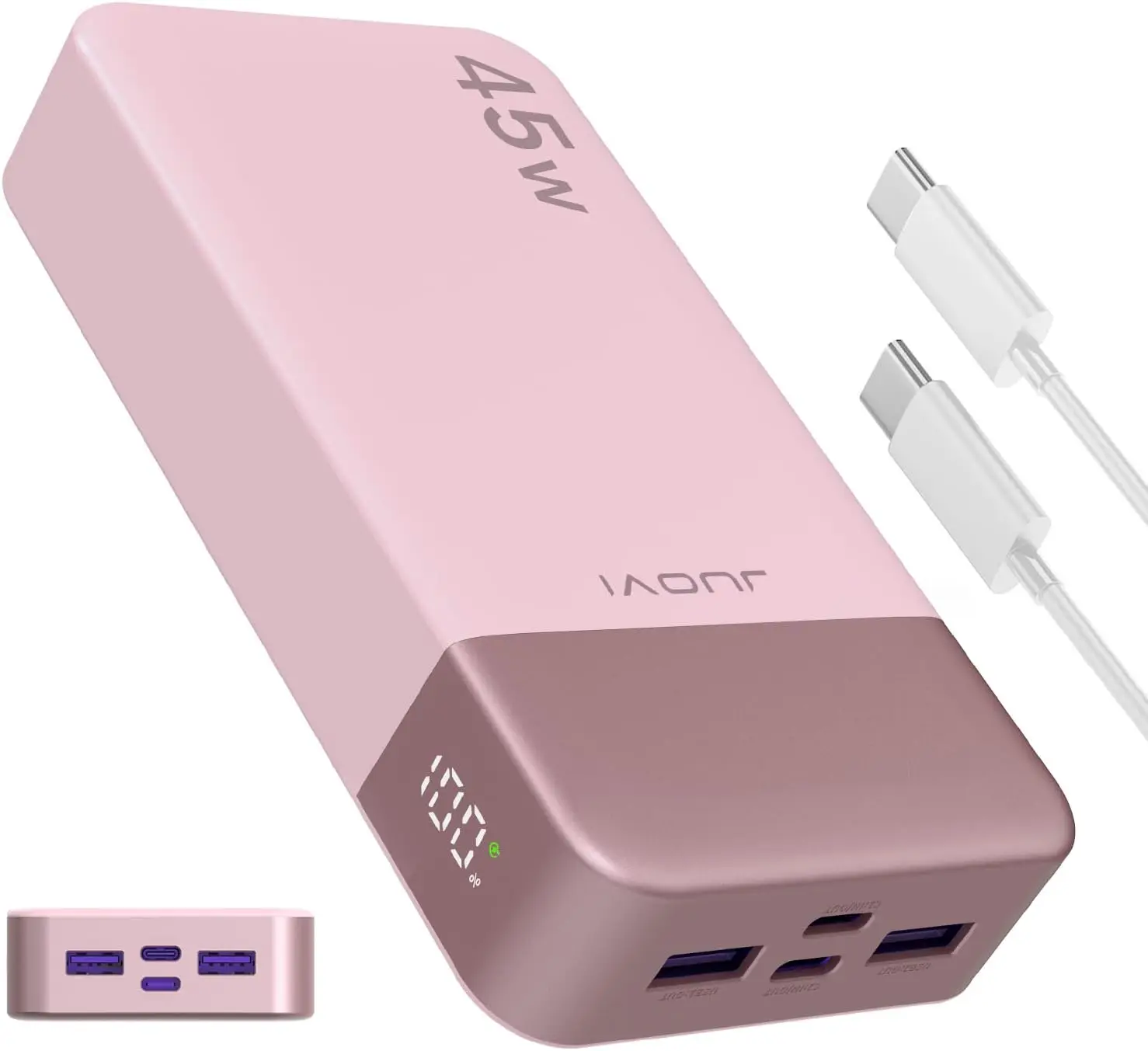JUOVI Powerbank 20000mAh 45W Charge Rapide, Batterie Externe Portable à Charge Ultra-Rapide avec Écran LED pour iPhone 17 16 15