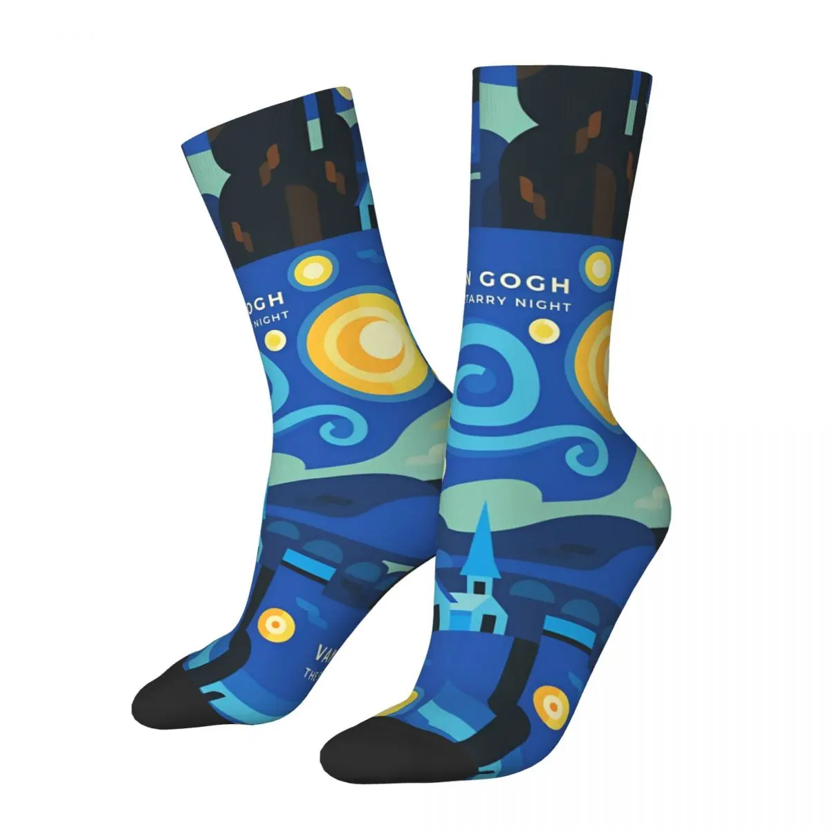 Medias de Van Gogh, calcetines divertidos con estampado de cielo estrellado, calcetines antideslizantes de primavera para mujeres y hombres, calcetines deportivos al aire libre de alta calidad