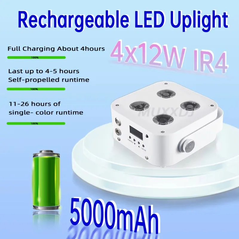8pcs with Bag 4X12W RGBWA UV 6In1 Battery Par Light Wireless DMX512 Remote Wifi Control IR4 LED Uplight for DJ Disco Stage Hotel