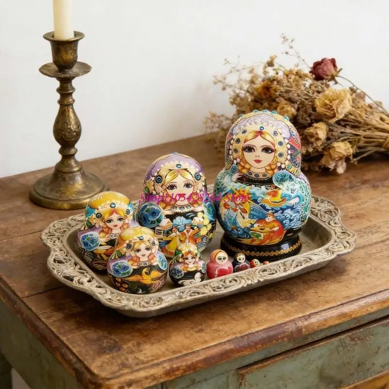  Princess Russian Nesting Dolls with 10 Layers Hand Crafted for Toddlers Stacking Play Skill Building