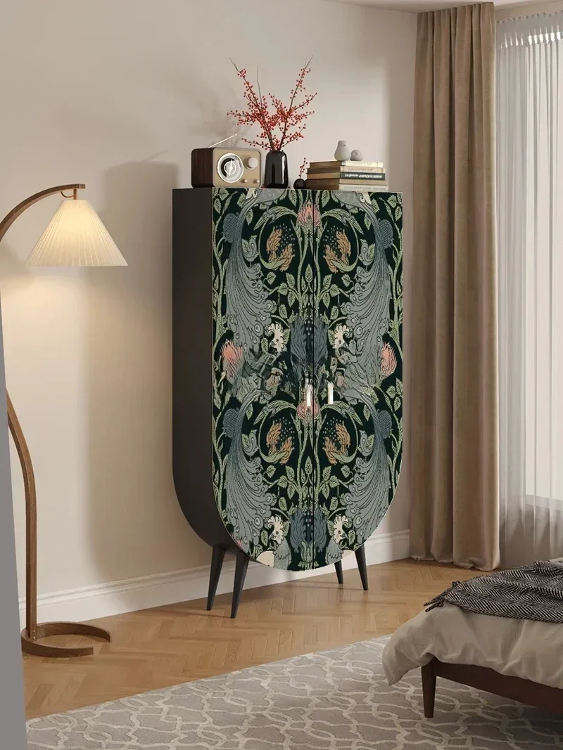 French medieval solid wood wardrobe household living room entrance locker free installation