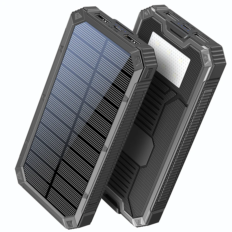 

Solar Power Bank 20000mAh Outdoor Portable Solar Charger Powerbank External Battery Pack Power Bank with SOS LED Camping Light