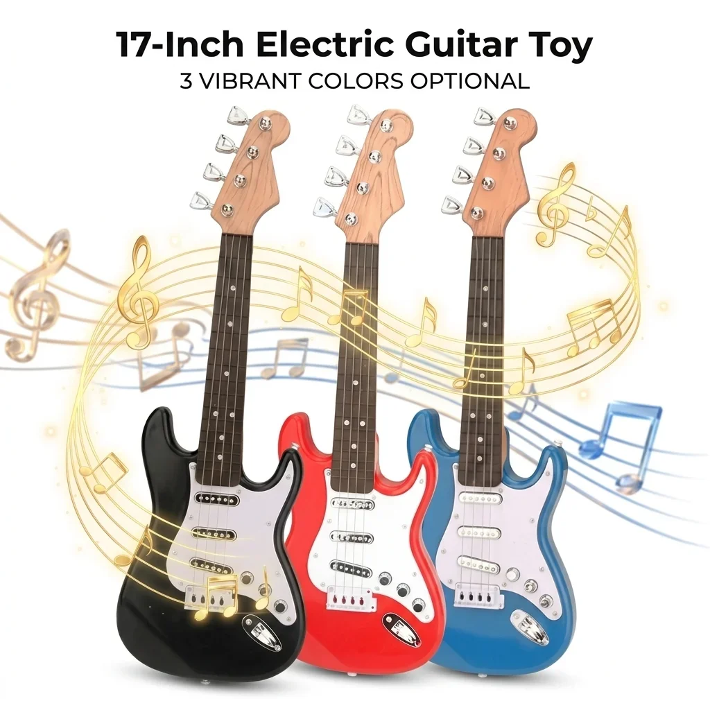 

17 Inch Kids Electric Guitar Toy 4 Strings LED Lights Portable Musical Instrument Birthday Gift for Beginners Boys Girls Toys