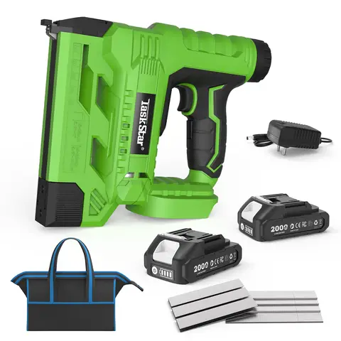 TaskStar Electric Nailing Gun 2-in-1 Cordless Nailer with 2000mAh Batteries LED Light Brushless Nail Gun for Wood Home for Makita