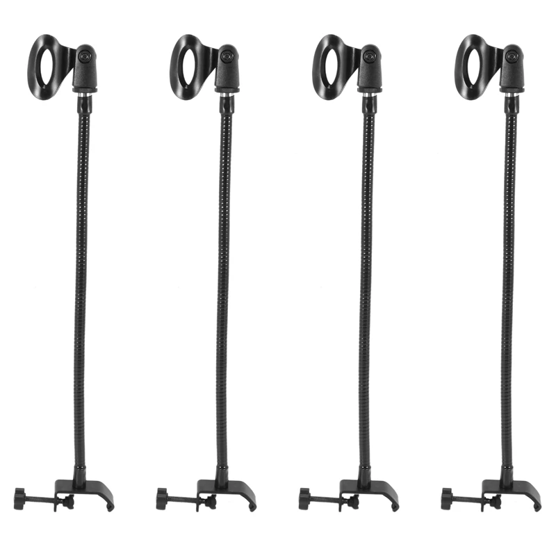 4X Flexible Gooseneck Microphone Stand with Desk Clamp for Radio Broadcasting Studio, Live Broadcast Equipment, Stations