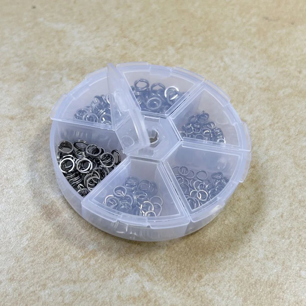 300 قطعة الصيد الفولاذ المقاوم للصدأ سبليت خواتم 6 أحجام عالية القوة قوة الشد الكبيرة الصيد حلقة الصيد إغراء موصل
