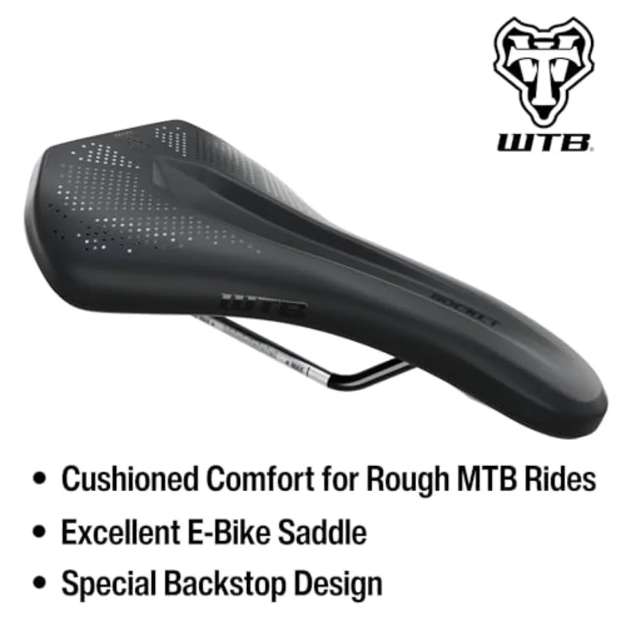 Rocket Mountain Bike Seat Saddle - Fusion Form Base - Thick Padding - Handle for Lifting E-Bikes (4 Rail Options
