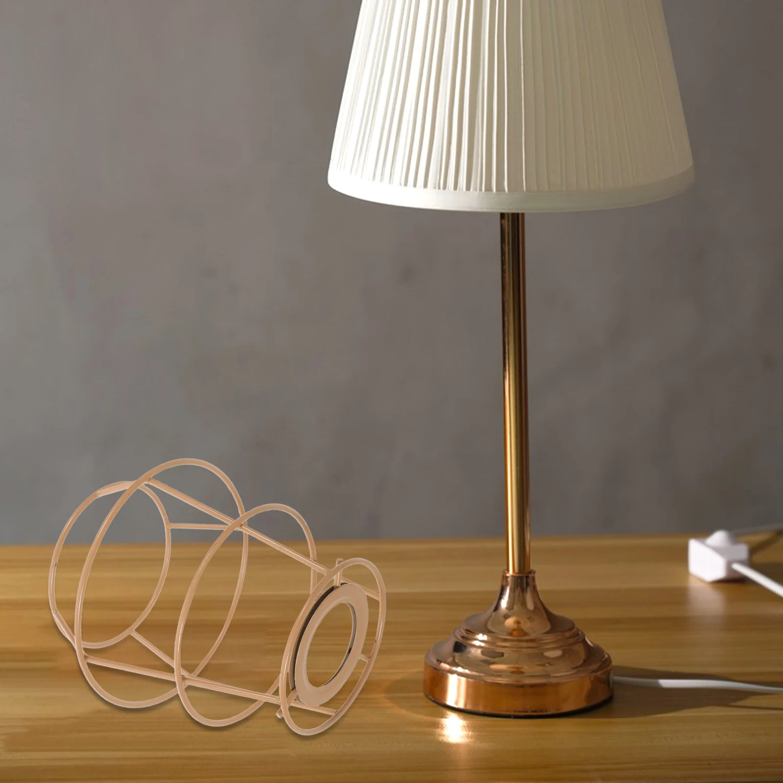 

Handmade Rope Lampshade Frame Parts Desk Light Stand Bracket Iron Replacement DIY
