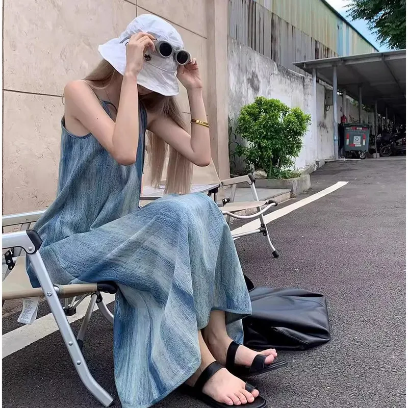 Summer New Blue Casual Beach Ladies Dress Jeanswest Women's Clothing Lya True Weave Polyester Fiber Citywalk Skirt