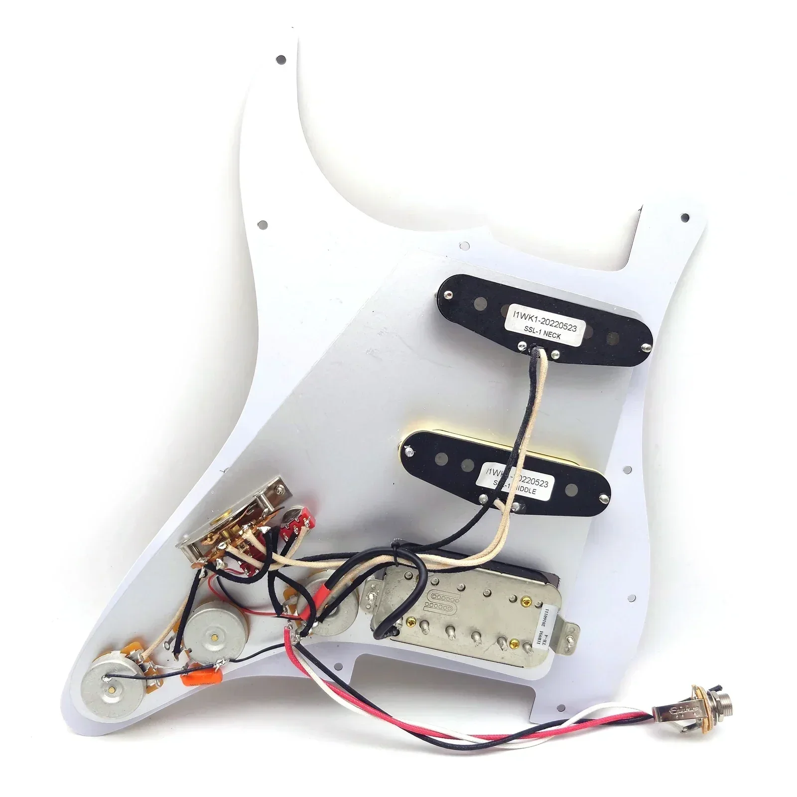 Yue Yun Music Store-Discount Hot Sale-Electric Guitar Prewired Loaded Pickguard Set SSH Alnico 5 Humbucker Pickup ST Guitar Part