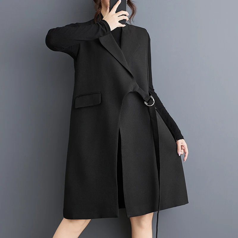 

Faionable Asymmetric Svel Suit Jaet k Belted Vest New Autumn 2025 Design High-End Feel Commute Sle Loose Fit