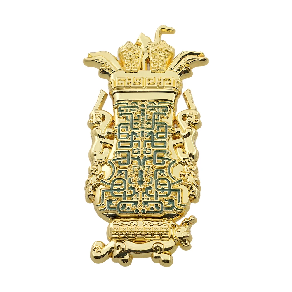 Lotus And Crane Square Pot Enamel Pin Chinese Spring And Autumn Period Bronze Vessel Brooch Historical Relics Peripheral