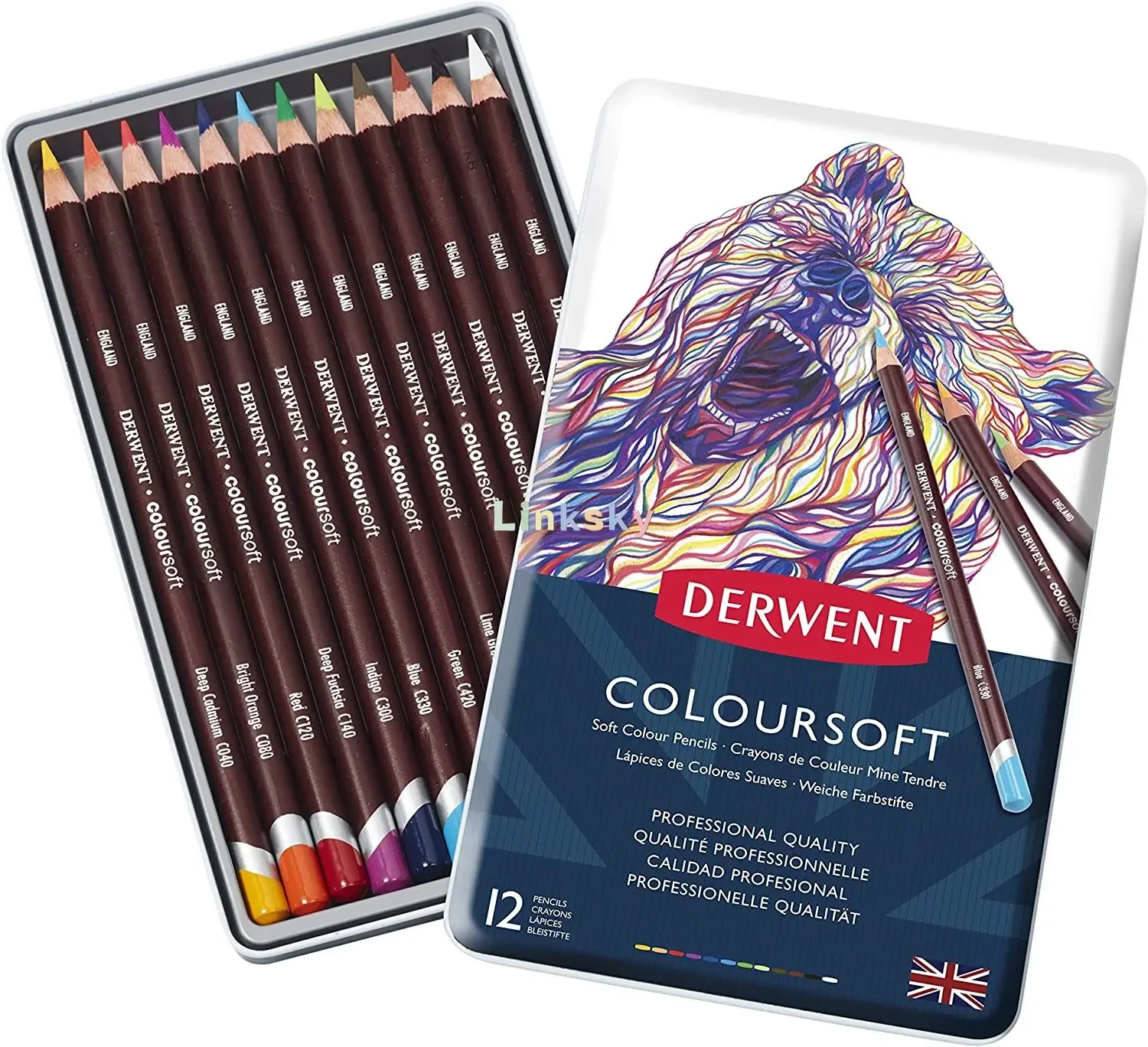 Lapis Mais Macio Da Derwent 12 Cores Linhas Coloursoft,derwent Colorsoft