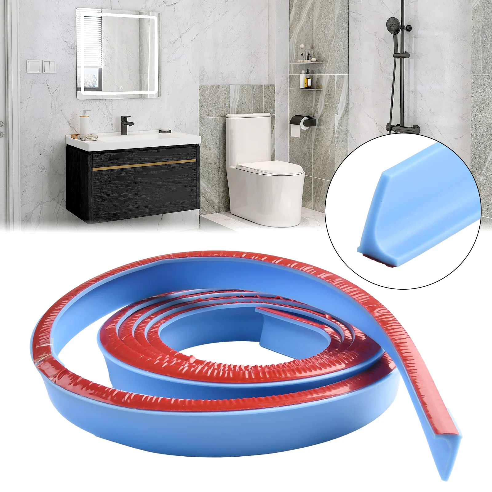 Bathroom Silicone Water Stopper Blocker Shower Dam Non Slip Dry & Wet Separation Kitchen Countertop Gap Barrier Water Stop