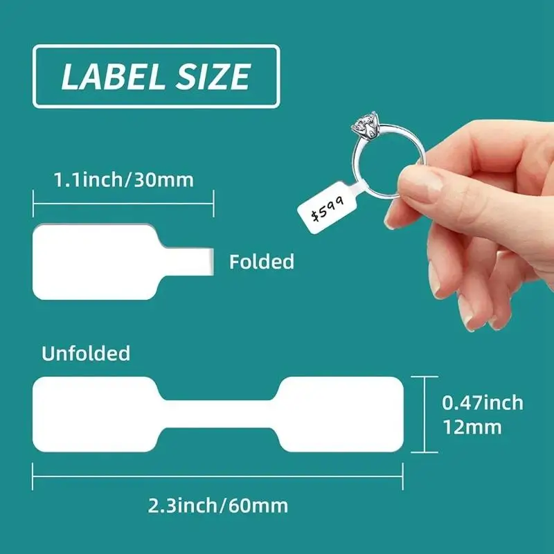 NUEVO Paquete de 500 Etiquetas de Precio para Joyería, Etiquetas Autoadhesivas Blancas, Etiquetas de Papel Kraft para Anillos, Collares y Pendientes
