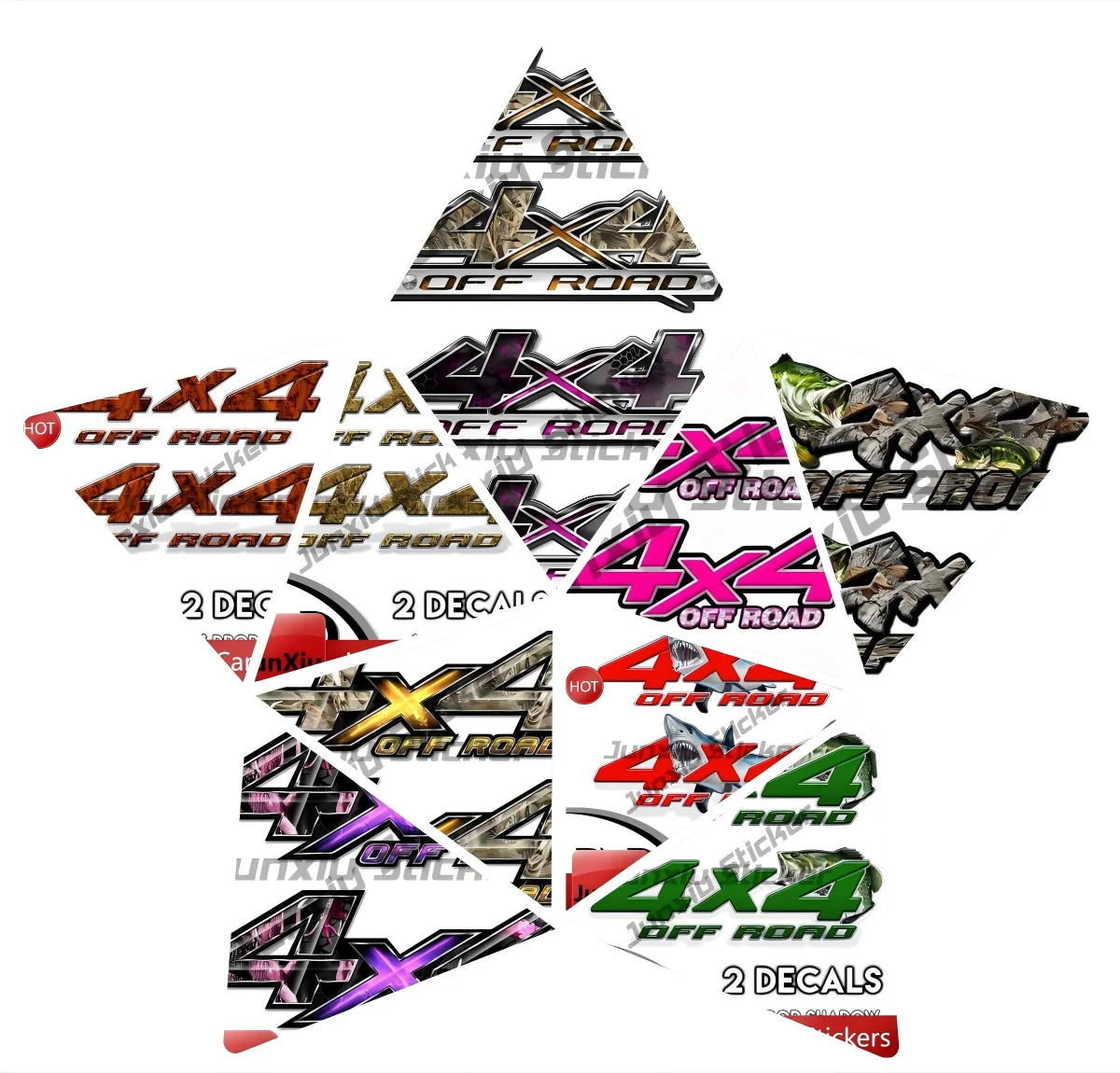 2x Fx4 Off Road Decals F150 F250 F350 Truck Side 1997-2026 Sticker 4x4 Off Road Sharks  Decal Chameleon Camo Forest Green Pink