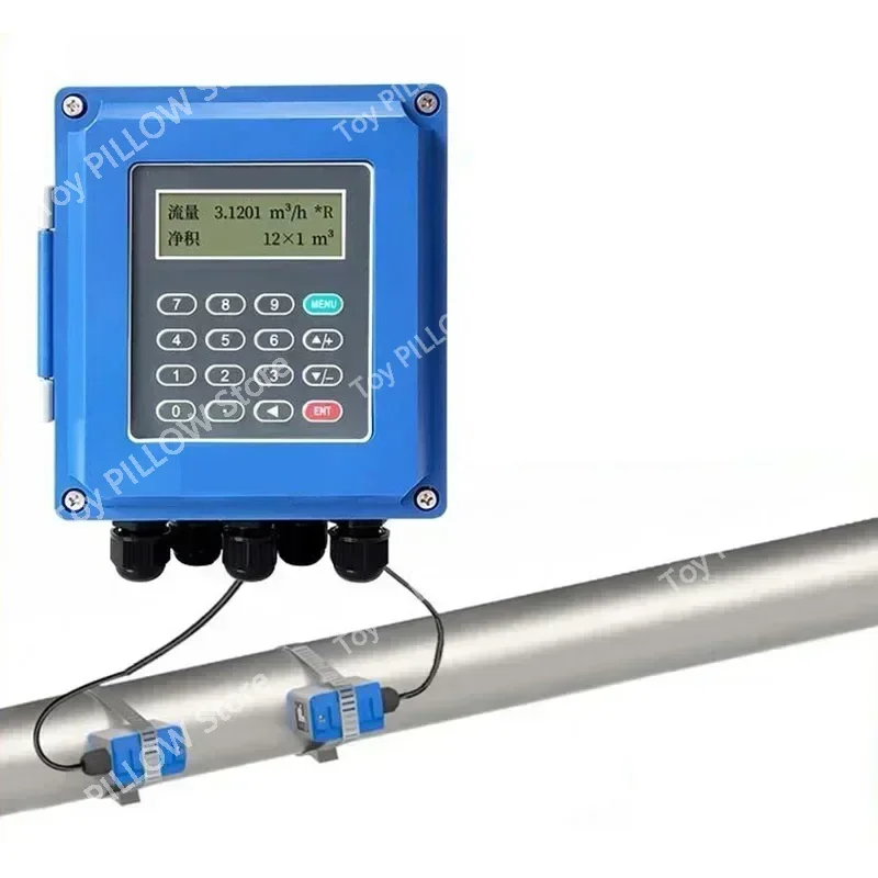 DN32-6000 Wall Mounted Water Flow Meter Sensor Optional Storage Clamp Sensor Digital Liquid Ultrasonic Flow Meter