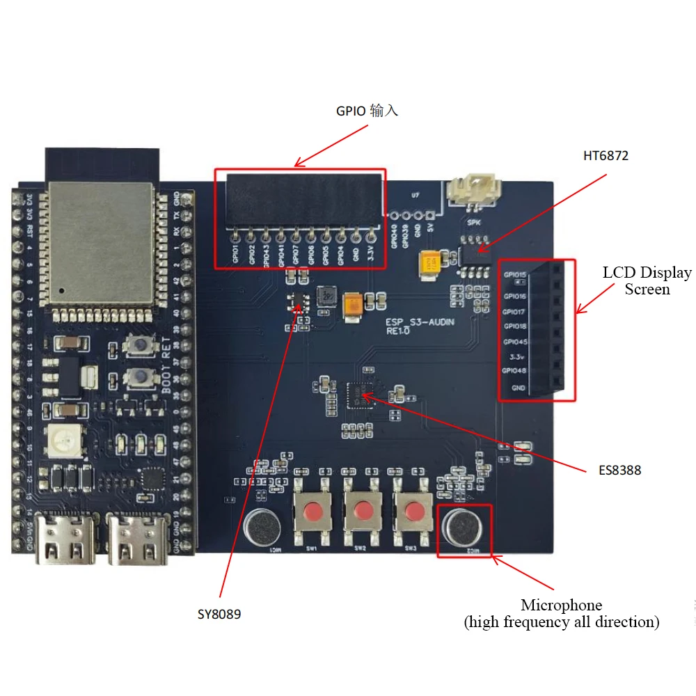 Picture 6: ESP32 S3 N16R8 Development Board WiFi Module KIT with Double MIC Speaker for AI Voice Interaction DIY IOT Smart Home Expansion