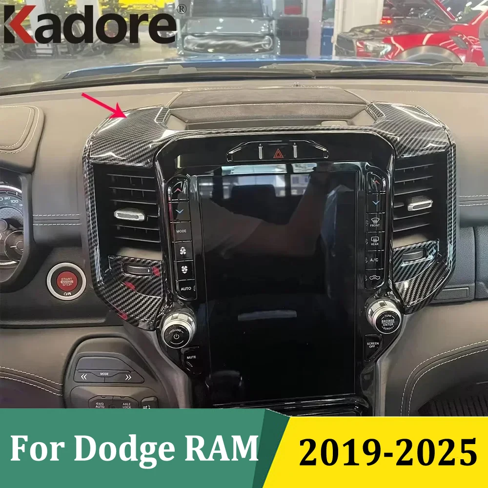 

For Dodge RAM 2019-2022 2023 2024 2025 Center Control Air Conditioning Vent Trim Cover Car Sticker Accessories ABS Carbon Fiber