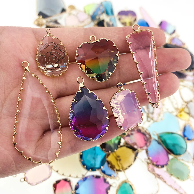 قلادة هندسية شفافة متدلية كريستال ، قلادة تصنعها بنفسك ، صناعة المجوهرات ، قطع السحر بالجملة ، 10 ، 30 ، 50 #4