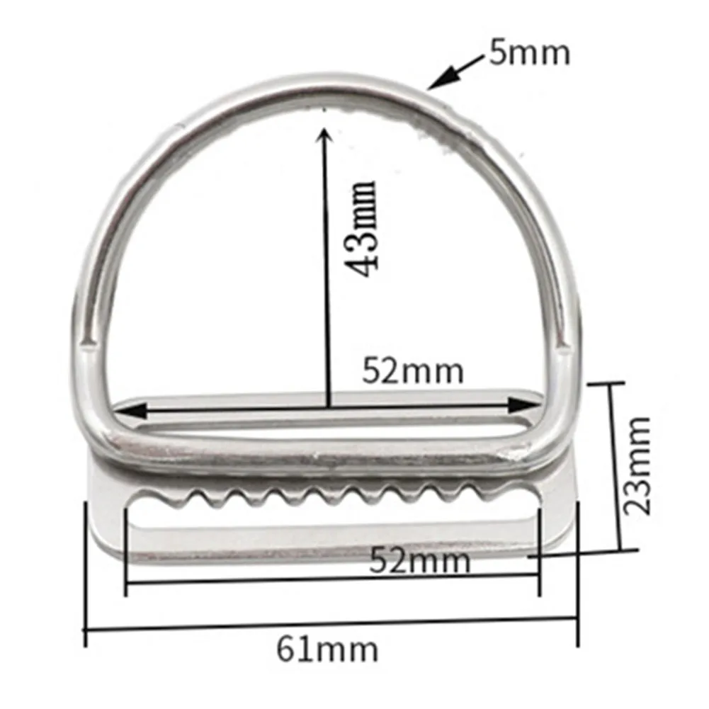 High Quality Diving D-ring Clip For 5cm Width Webbing For BCD Accessories Functional Scuba Diving 316 Stainless Steel D-Ring