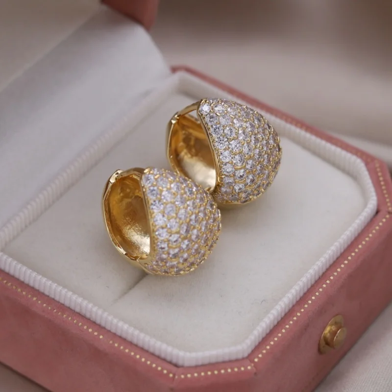 Korea new fashion jewelry 16K gold plated luxury zircon double-sided water drop earrings elegant women's party accessories