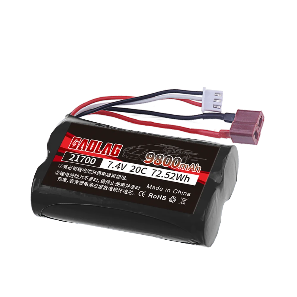 Upgrade 7.4V 21700 9800MAH Battery for Wltoys 12428 144001 RC Car Spare Parts with charger 7.4V T plug for Power car