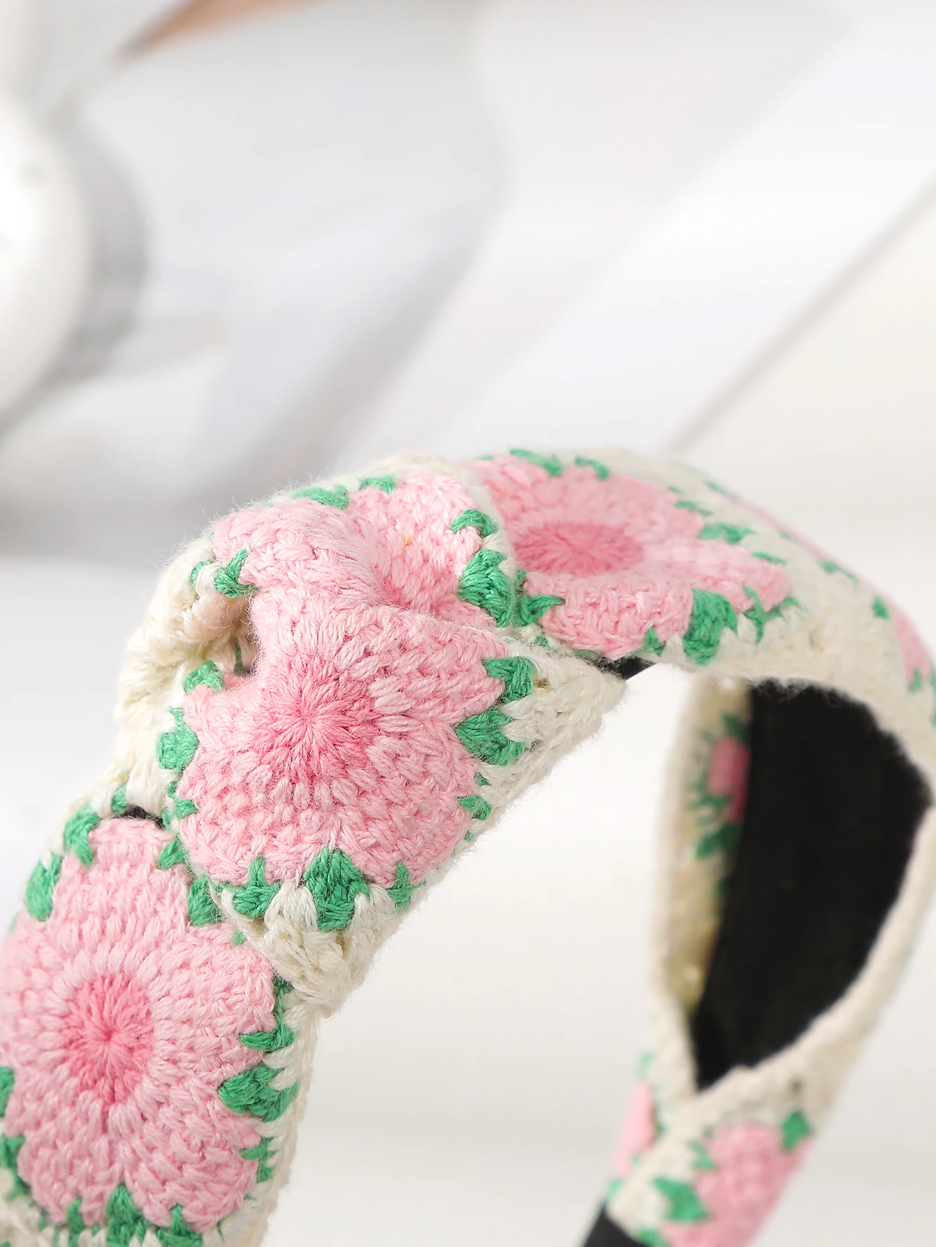 Pink Knitted Flowers Headband New Korean Fashion Head Bands for Women Fashion Hairband Knot Turban Girl Hair Accessories