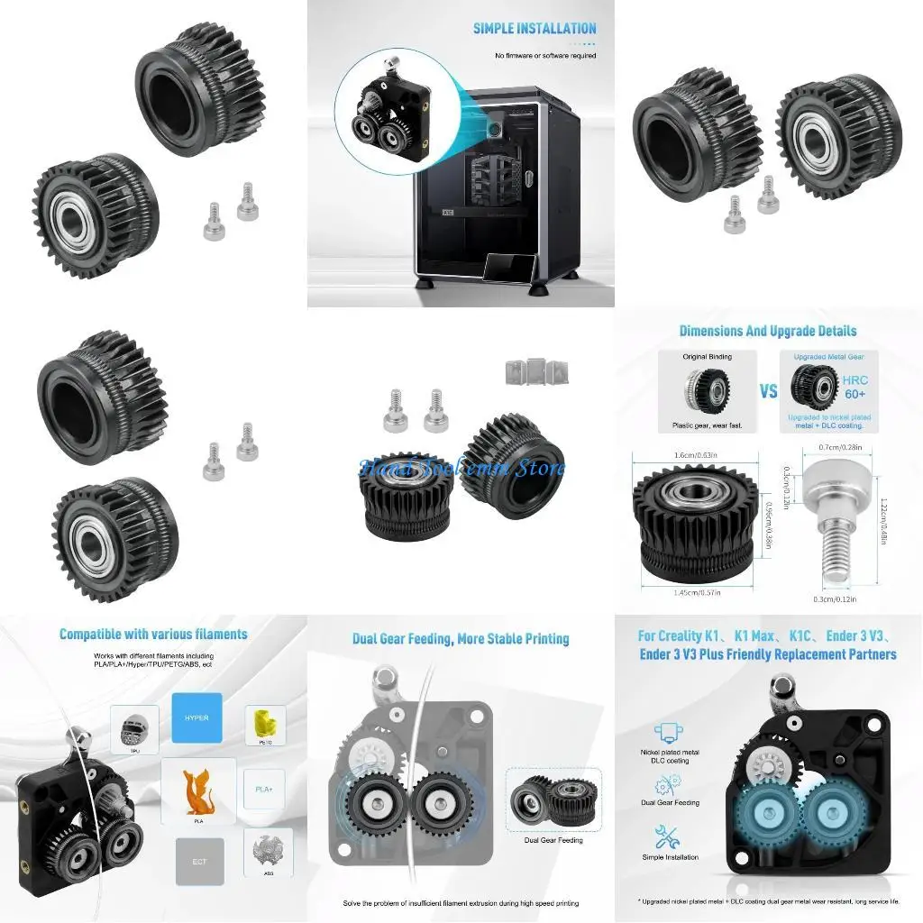 

H37F Extruder Gear All Metal Filament Drive Extruder Gear Hardened Steel For K1/K1C