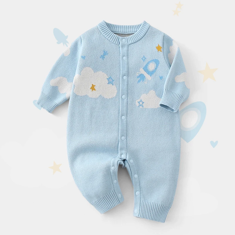 

Spring Autumn Knited Toddler Girls Rompers Cartoon Jacquard Kids Baby Boys Jumpsuits 100% Cotton Newborn Boys Bodysuits Overalls