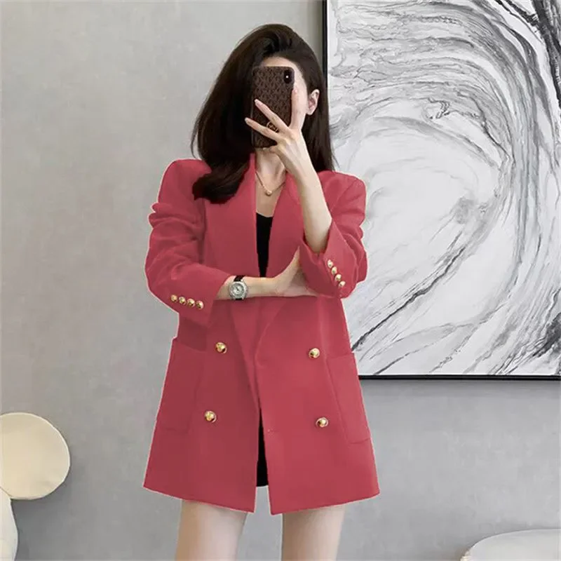 Chic Casual Giacca Sportiva Professionale Outwear Donna Primavera Autunno 2026 Nuovo Doppio Petto High-End Coreano Allentato Blazer Magliette E Camicette