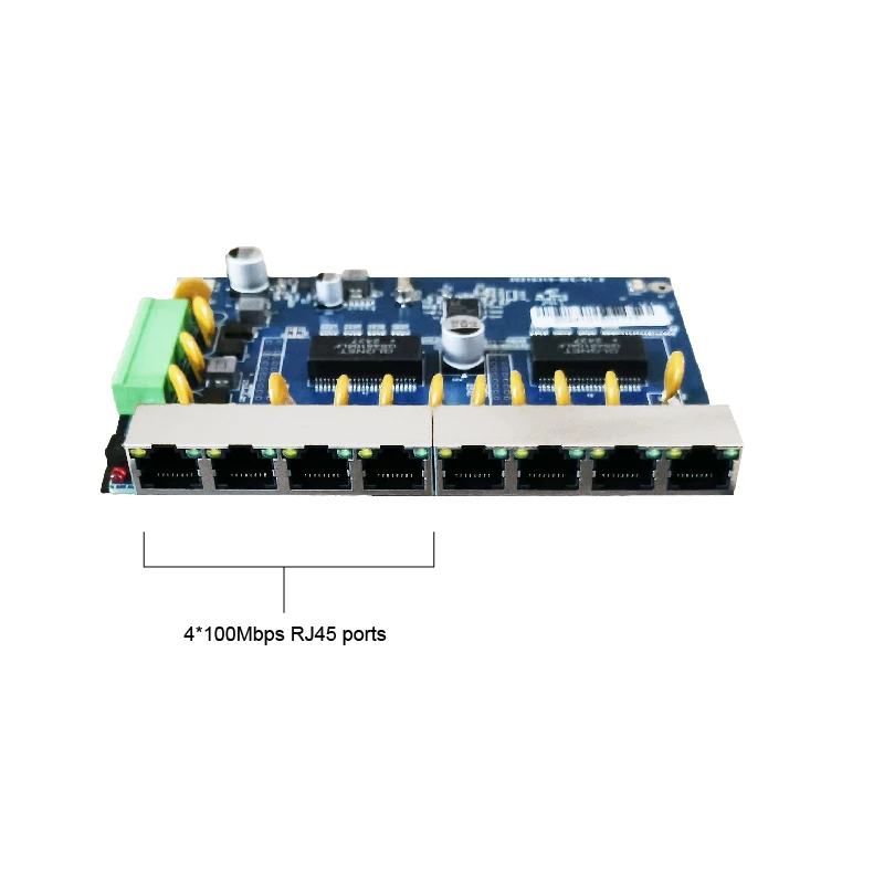 PCBA Ethernet de 8 puertos de 100Mbps de grado industrial con puertos RJ45 de 8*100Mbps